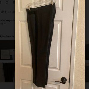 Akris Punto gray tuxedo ankle pants w/ black velvet side stripes, sz 12